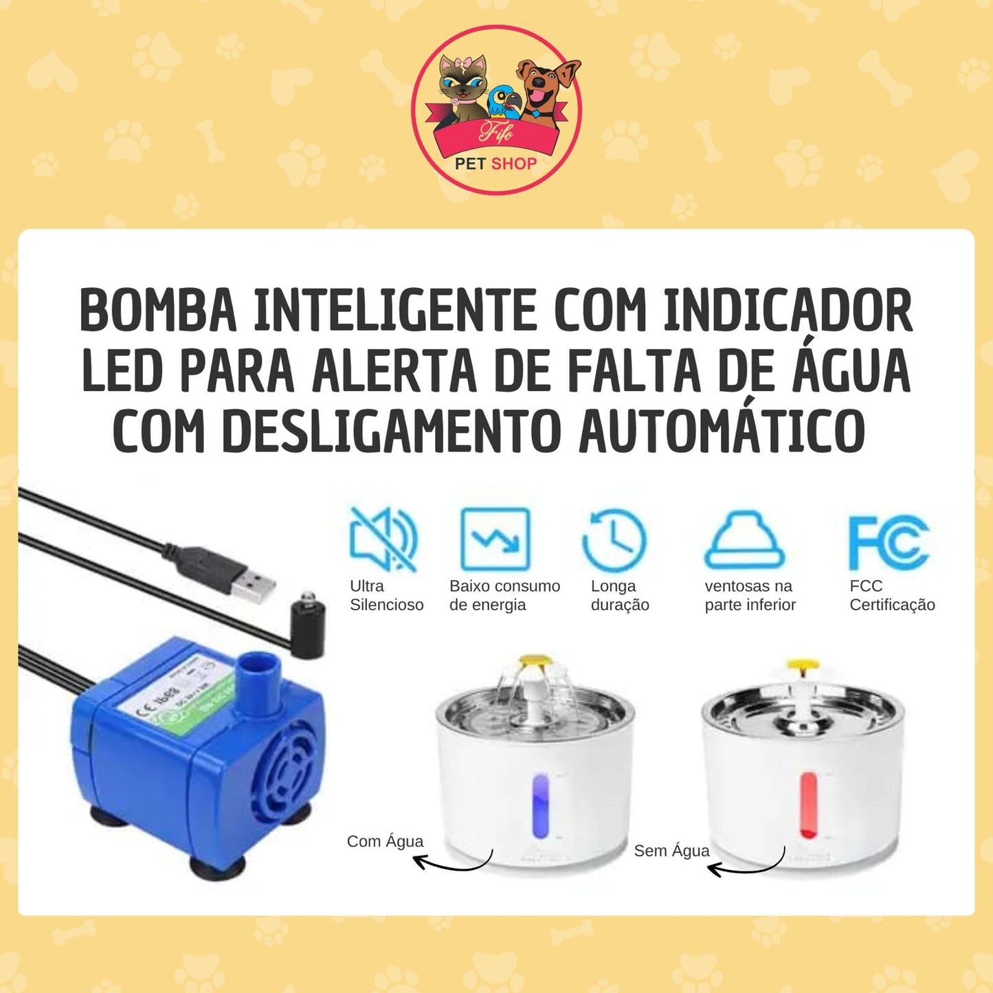 Bebedouro Fonte Inteligente para Gatos 2L — Alerta Falta d’Água, Desligamento Automático + Brinquedo Para Entretenimento
