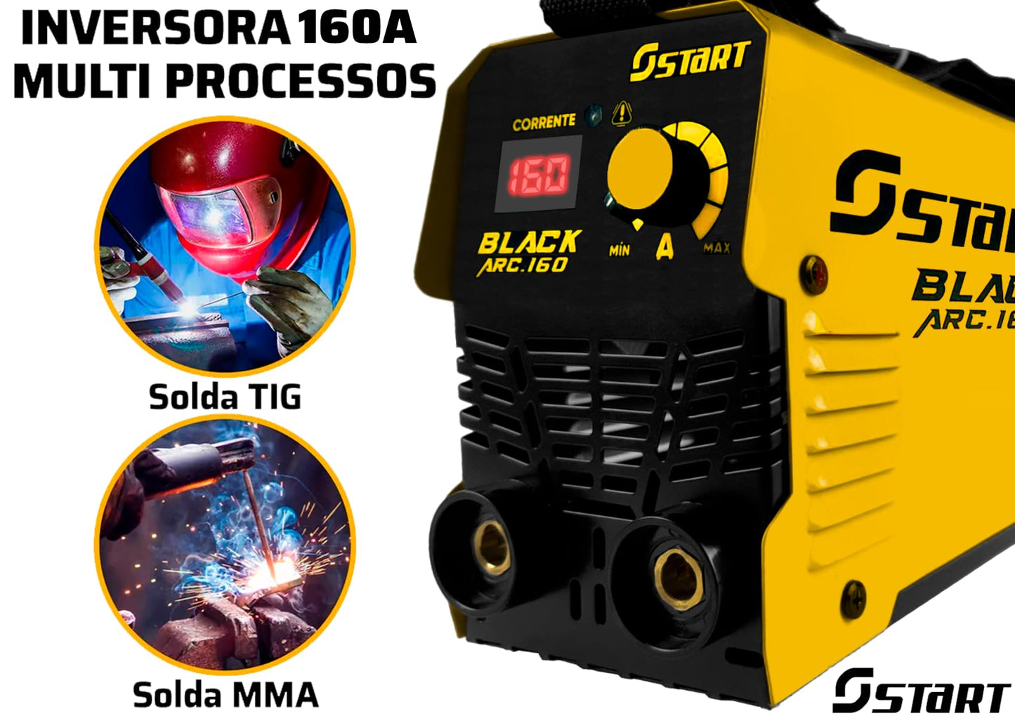 Máquina De Solda Inversora Tig Black Arc Start 160a Serralheiro Mma Eletrodo 220v