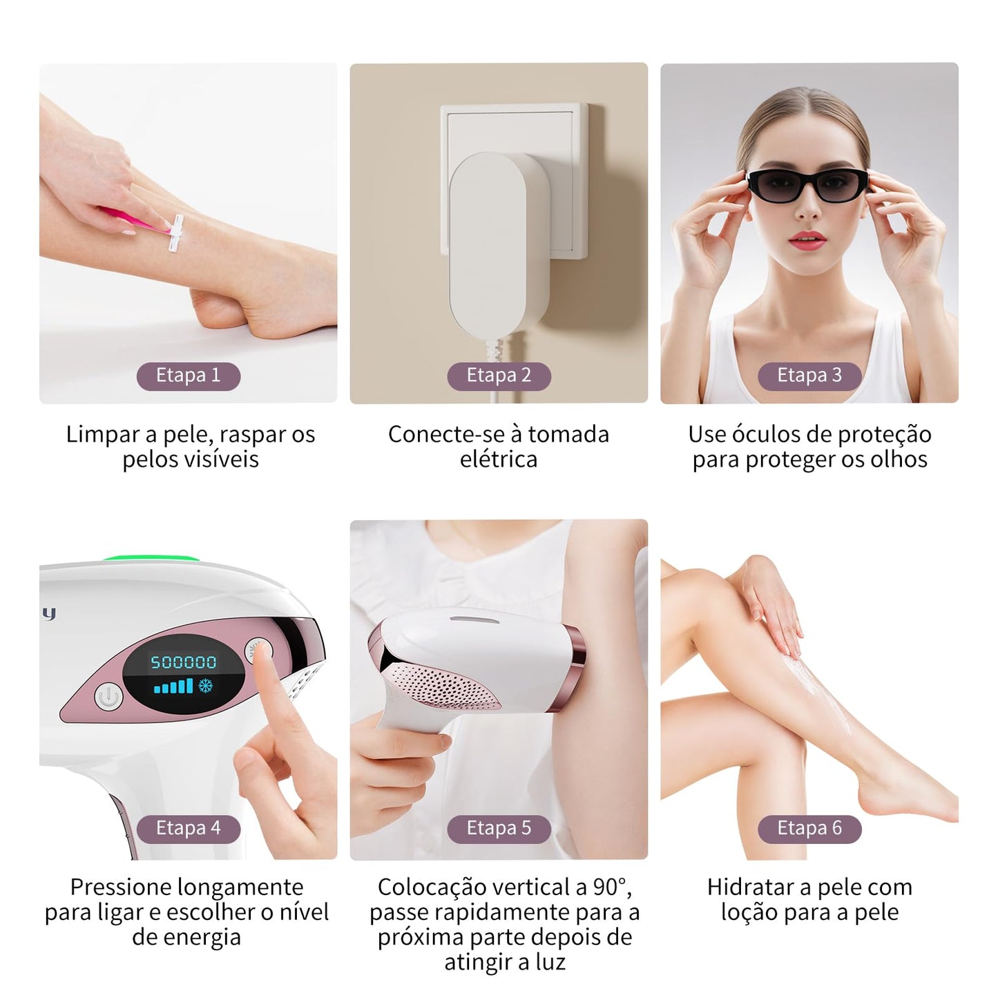 Depilador a Laser IPL MLAY T4 com Resfriamento, Aprovado pela ANVISA, Luz Pulsada para Uso Doméstico, Redução Visível de Pelos com Uso Contínuo, Unissex, para Rosto, Axilas e Corpo