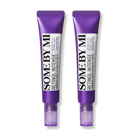 SOME BY MI Creme para os olhos Retinol Intense Advanced Triple Action – Pacote com 2 – Creme coreano de retinol sob os olhos antienvelhecimento para linhas finas – ilumina olheiras e suaviza a textura