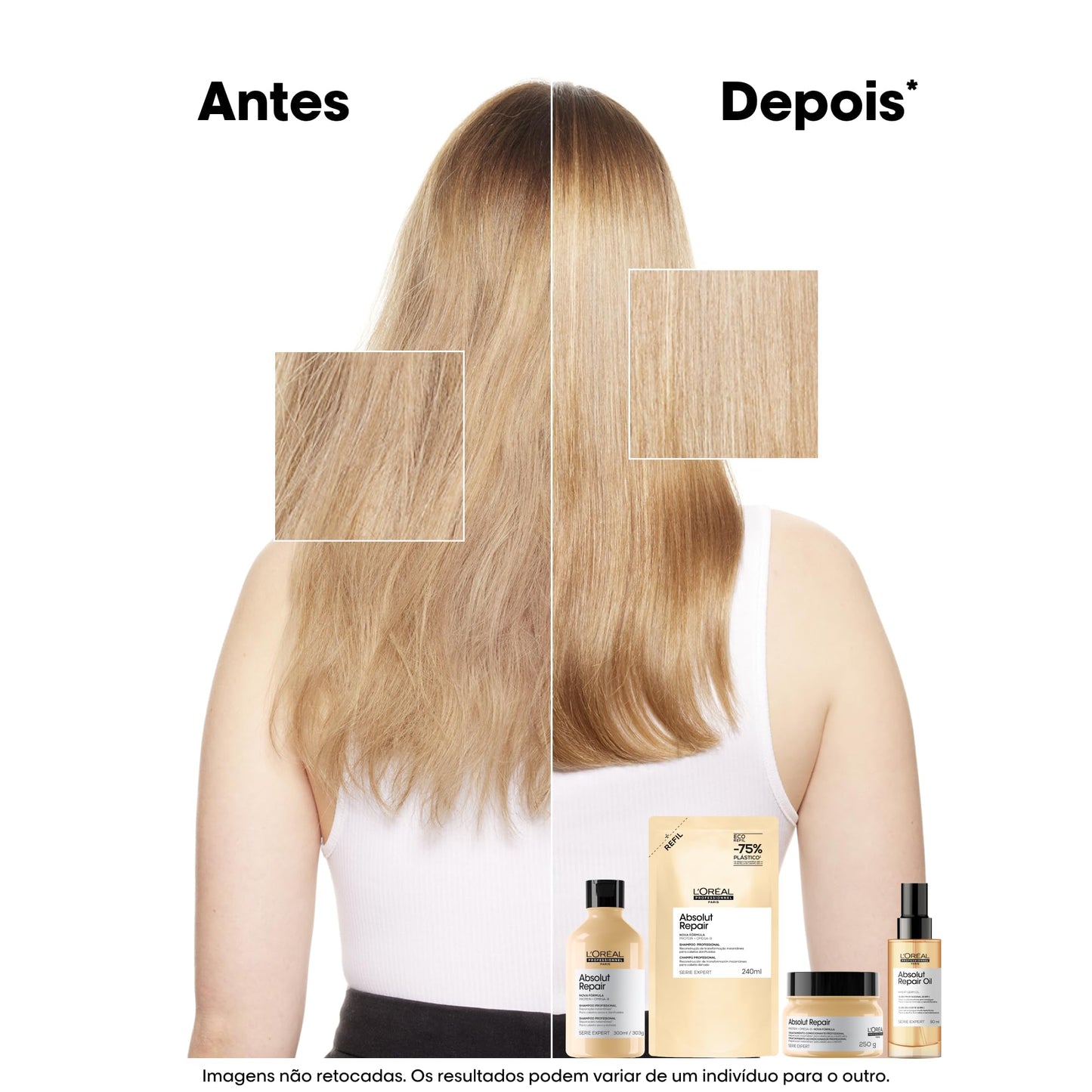 L'Oréal Professionnel Óleo 10 em 1 Absolut Repair, Multi-benefícios para cabelos secos e danificados, Repara e Promove Brilho, Com Gold Quinoa e Proteínas, 90ml