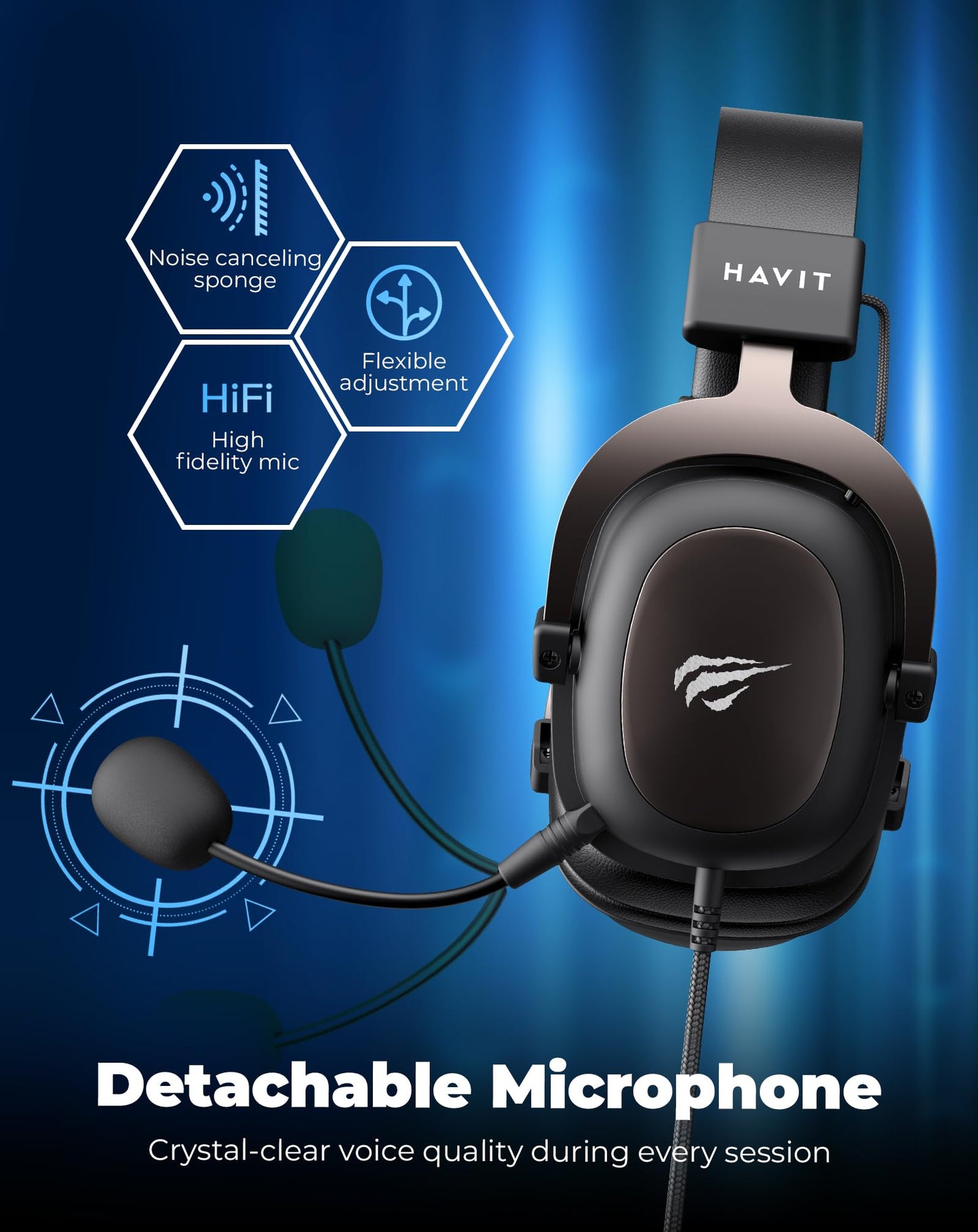 Fone Gamer Havit HV‑H2002d – Drivers Potentes, Microfone Omnidirecional, Multi‑Plataformas