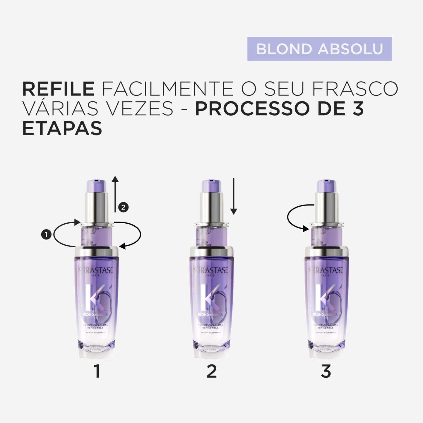 Kérastase, Óleo Capilar,Blond Absolu, L'Huile Cicagloss, para cabelos loiros, fornece hidratação profunda, recuperação de danos, efeito de brilho instantâneo, Refilável, 75ml