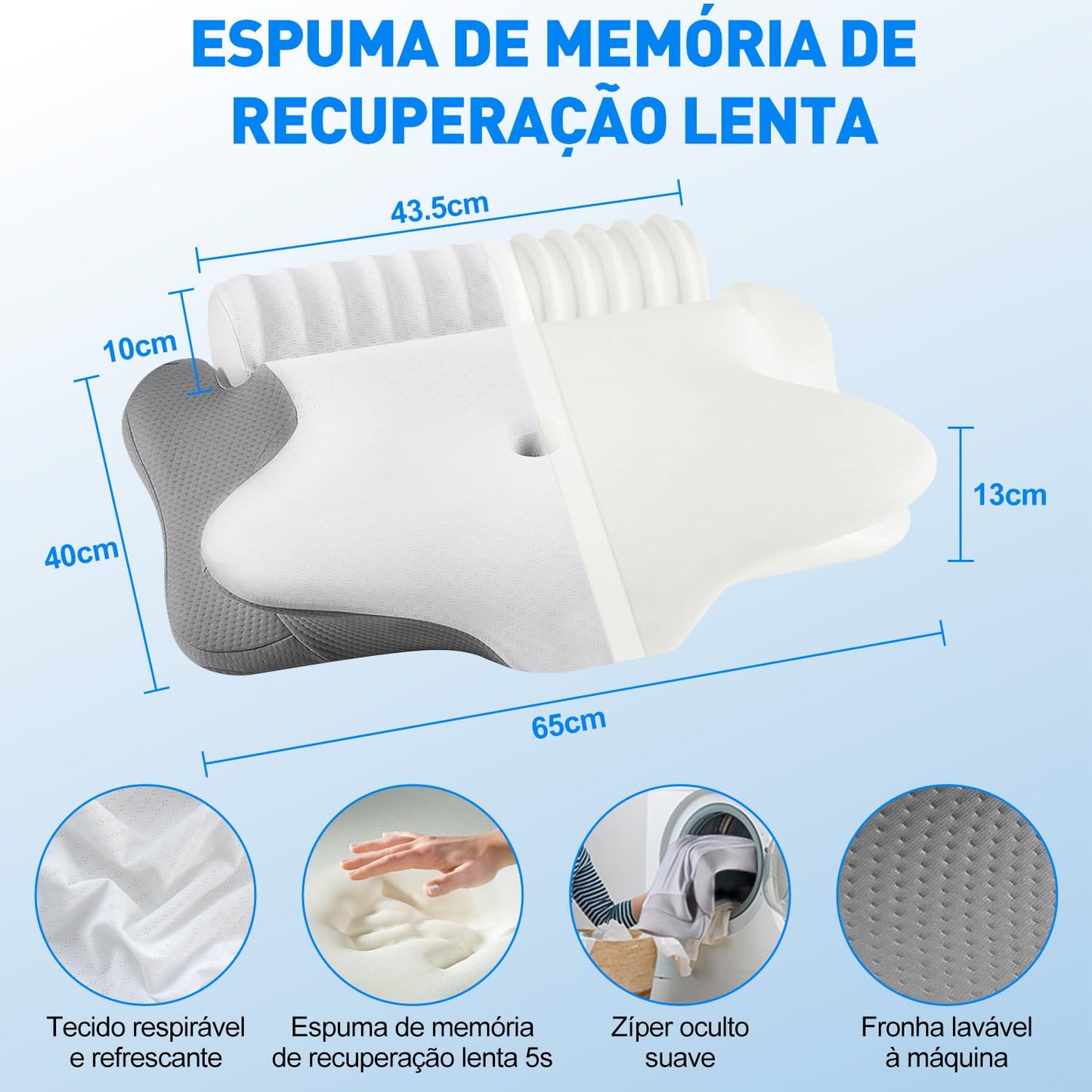 Kit 4 × Travesseiros Triangulares Ortopédicos Pós‑Cirúrgicos – Espuma Alta Densidade, Suporte Lombar & Anti‑Refluxo, Almofadas Ajustáveis com Fronhas