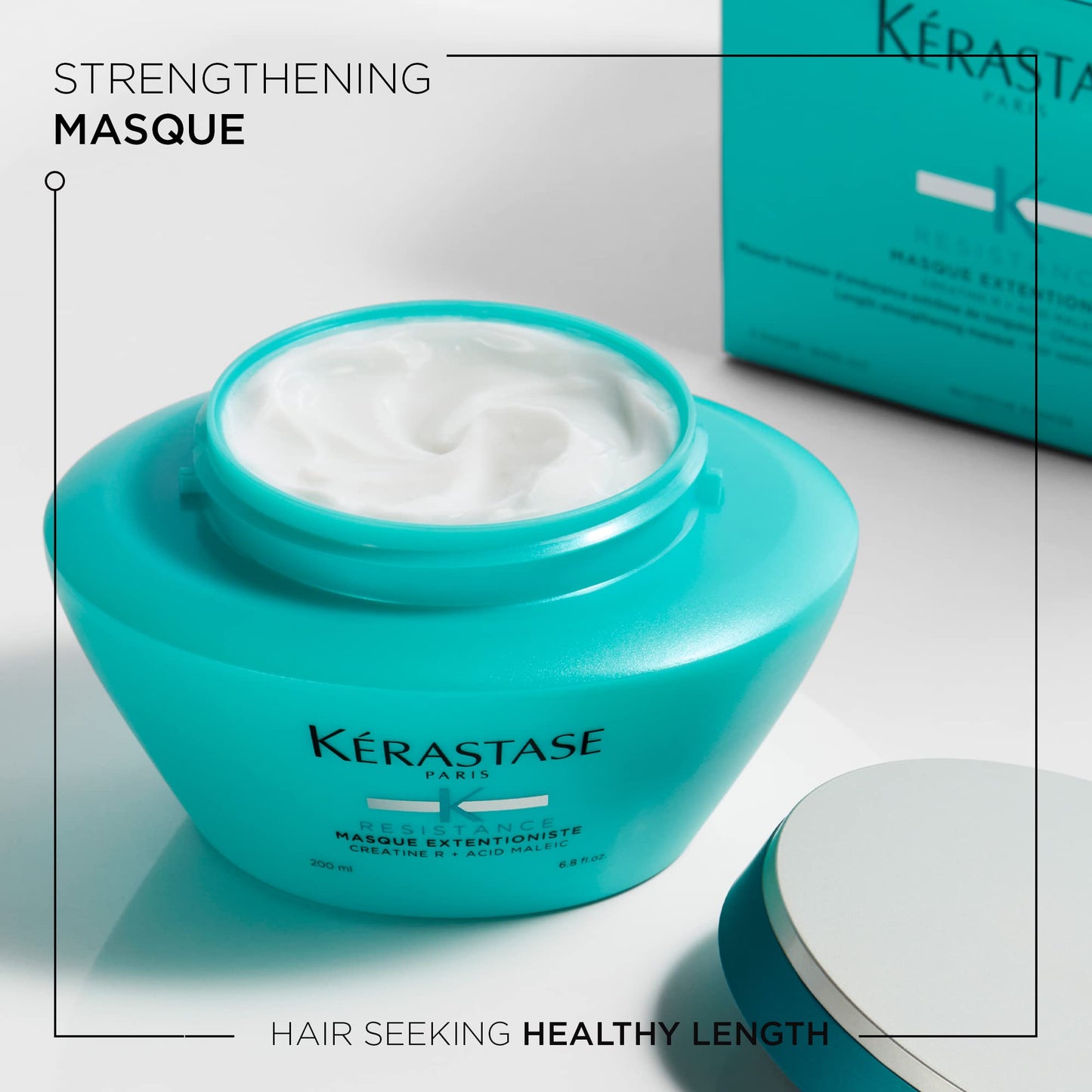 Kérastase Máscara Resistance Masque Extentioniste, Cabelos danificados ou quebradiços, Reconstrução, Creatine R®, Ácido Maleico, 200 ml
