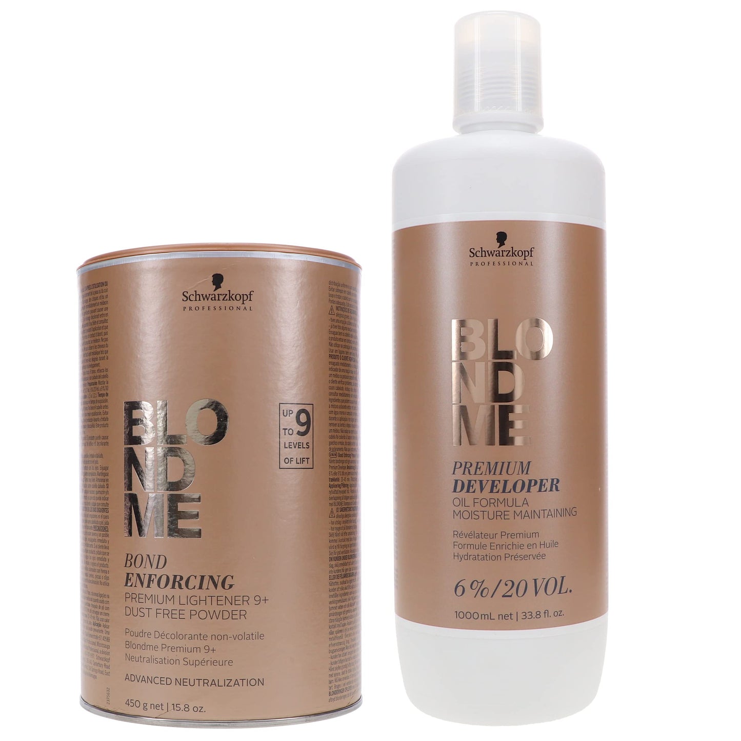 Schwarzkopf Professional Blond Me Premium Lift 9 Bleach e 6% Oil Formula Premium 20 volumes Developer Bundle