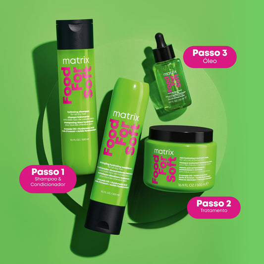 Matrix Food For Soft Máscara Capilar Hidratante, Com Ácido Hialurônico e Óleo de Abacate, Hidratação Profunda, Brilho e Maciez, Fórmula Vegana, Para Cabelos Secos, 500ml