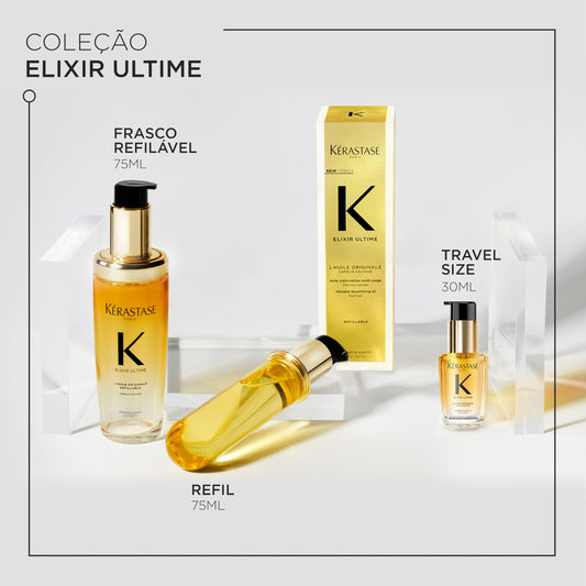 Kérastase Elixir Ultime L'Huile Originale, Óleo Capilar Nutrição Profunda, Brilho, Proteção Térmica Antifrizz e Maciez para Todos os Tipos de Cabelo, 30ml