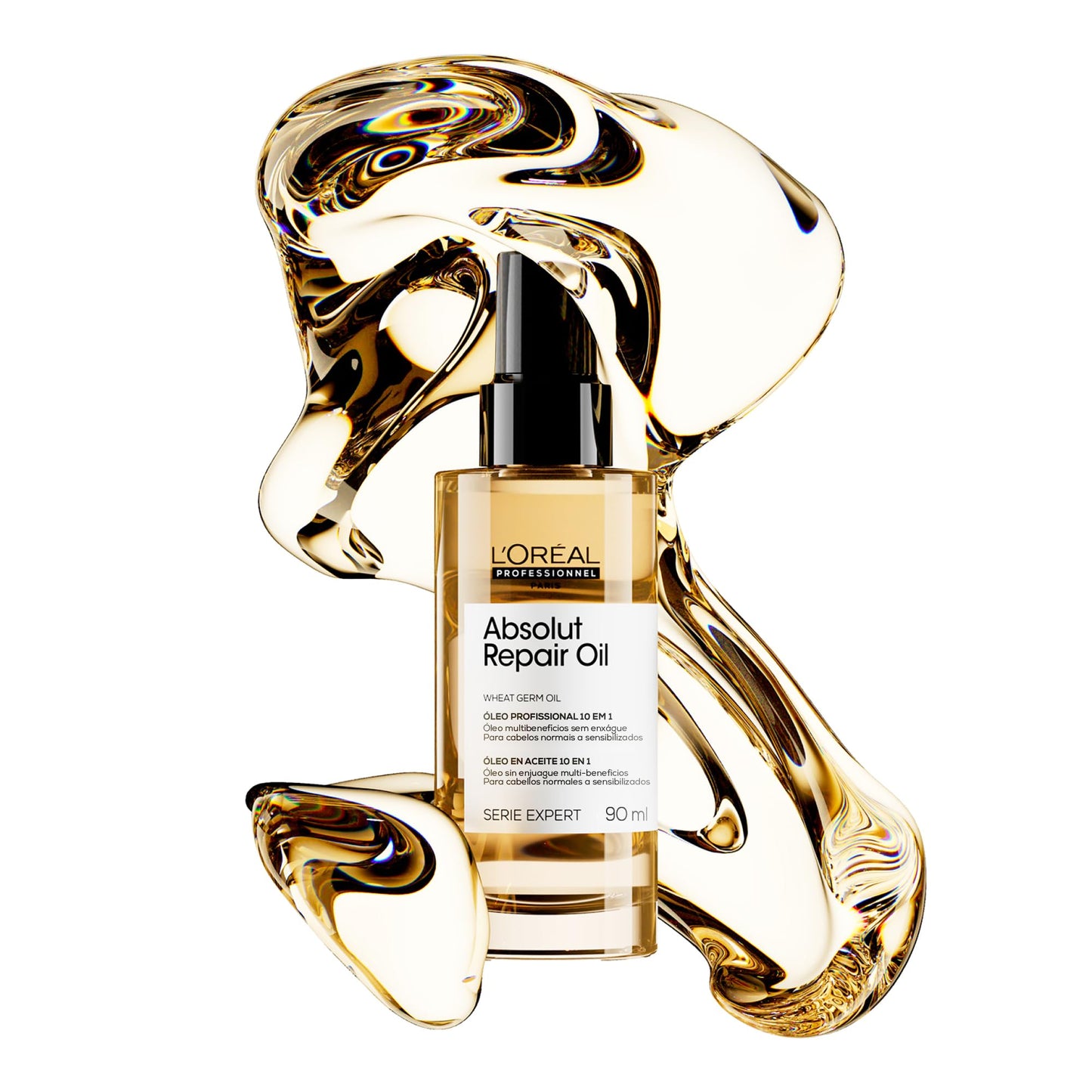 L'Oréal Professionnel Óleo 10 em 1 Absolut Repair, Multi-benefícios para cabelos secos e danificados, Repara e Promove Brilho, Com Gold Quinoa e Proteínas, 90ml