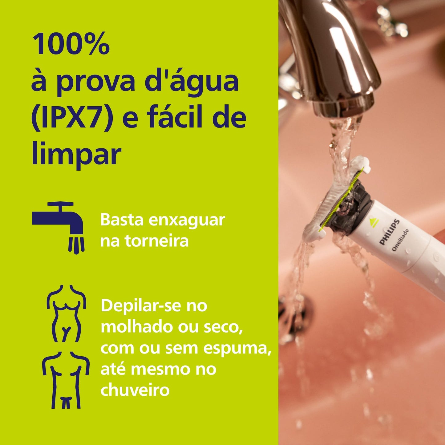Aparador de Pelos Íntimo Philips OneBlade Intimate QP1924/10 À prova d'água - Bivolt