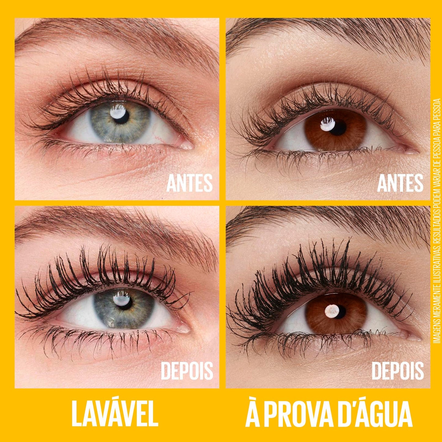 Maybelline NY The Colossal Volum' Express, Máscara de Cílios À Prova d'Água, 9x mais Volume por até 24h, Fórmula de Colágeno e Definição Intensa, Não Empelota, Cor Preto, 8ml