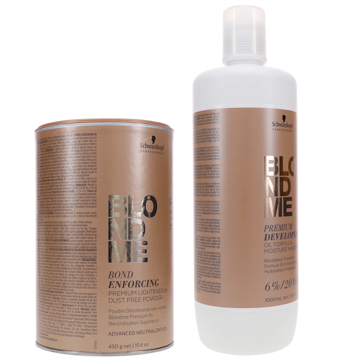 Schwarzkopf Professional Blond Me Premium Lift 9 Bleach e 6% Oil Formula Premium 20 volumes Developer Bundle