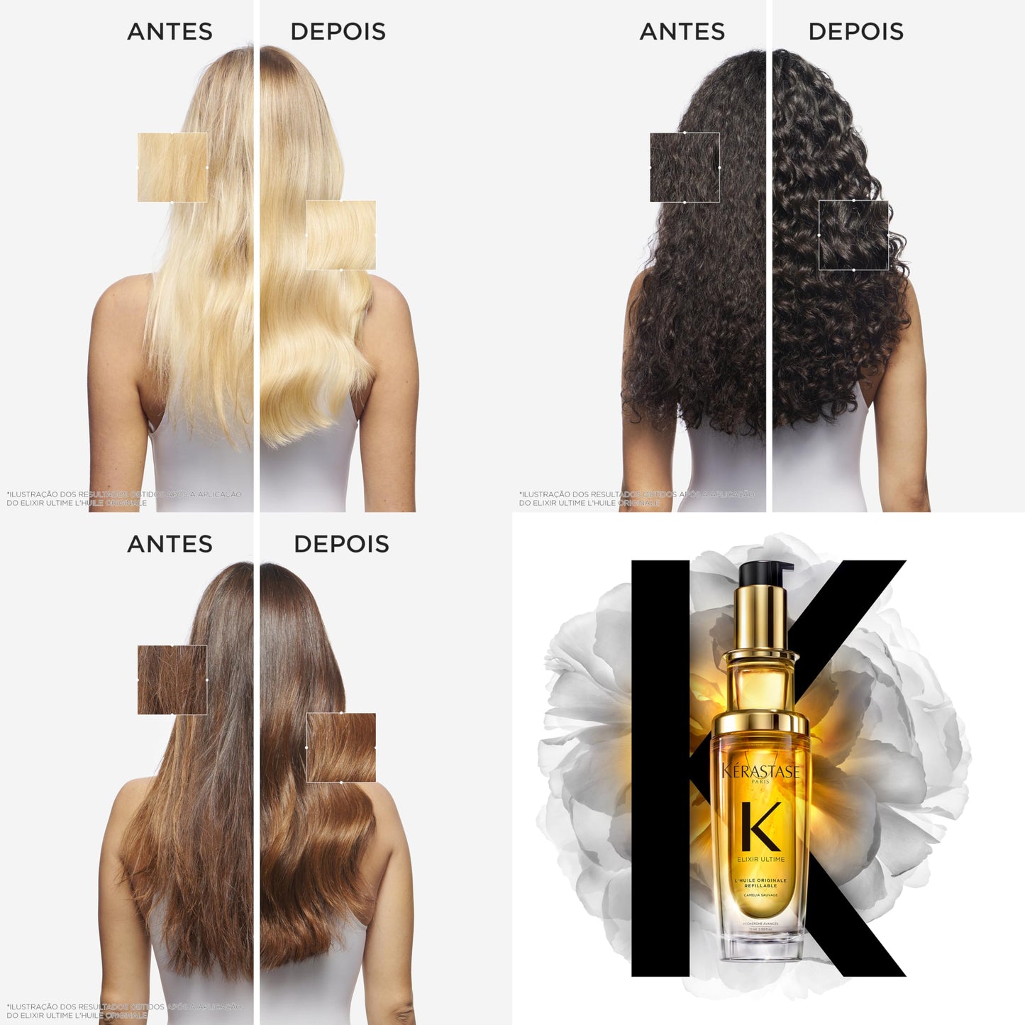 Kérastase Elixir Ultime L'Huile Originale, Óleo Capilar Nutrição Profunda, Brilho, Proteção Térmica Antifrizz e Maciez para Todos os Tipos de Cabelo, 30ml