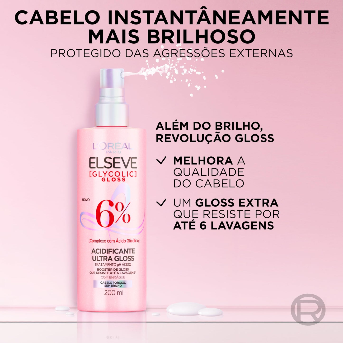 Kit Tratamento Capilar L'Oréal Paris Elseve Glycolic Gloss, Combate Porosidade, 5 Produtos para Brilho e Alinhamento