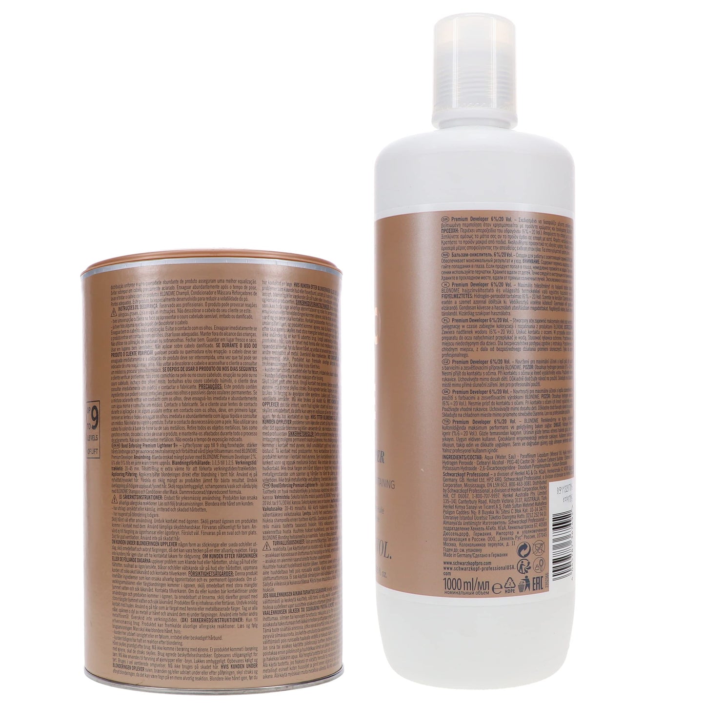 Schwarzkopf Professional Blond Me Premium Lift 9 Bleach e 6% Oil Formula Premium 20 volumes Developer Bundle