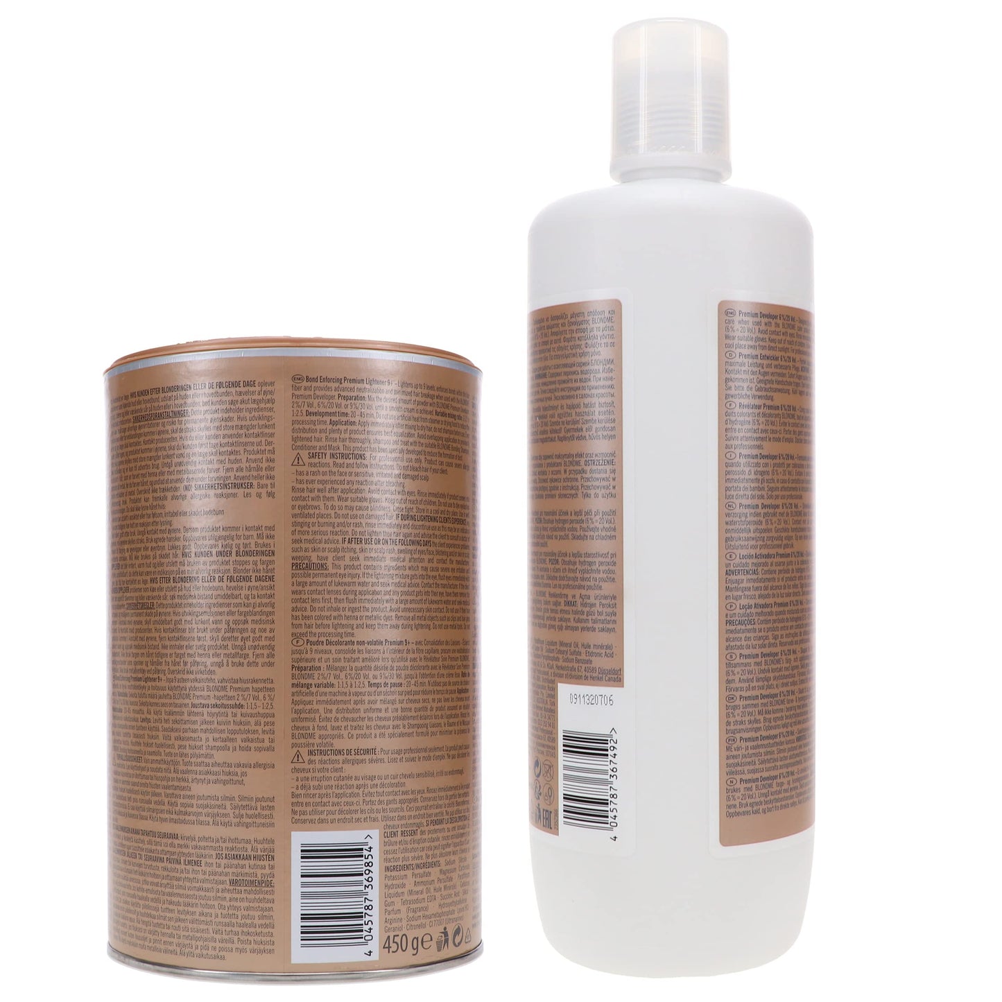 Schwarzkopf Professional Blond Me Premium Lift 9 Bleach e 6% Oil Formula Premium 20 volumes Developer Bundle