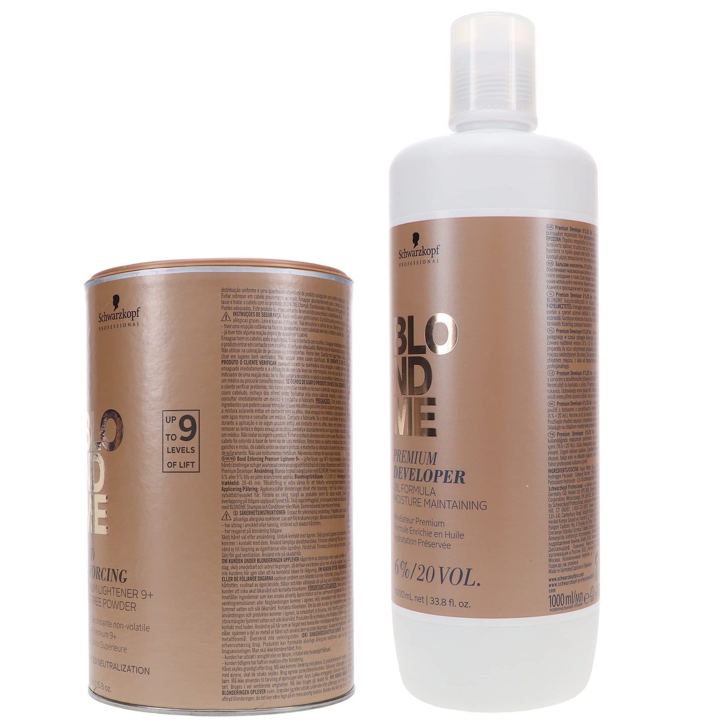 Schwarzkopf Professional Blond Me Premium Lift 9 Bleach e 6% Oil Formula Premium 20 volumes Developer Bundle