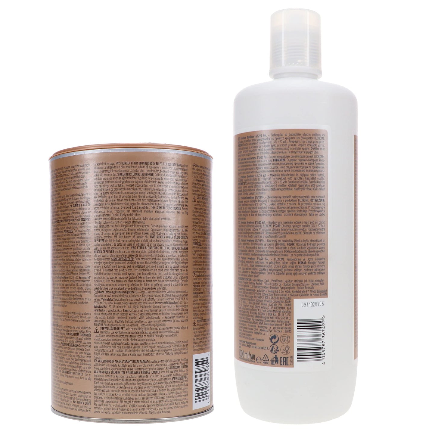 Schwarzkopf Professional Blond Me Premium Lift 9 Bleach e 6% Oil Formula Premium 20 volumes Developer Bundle
