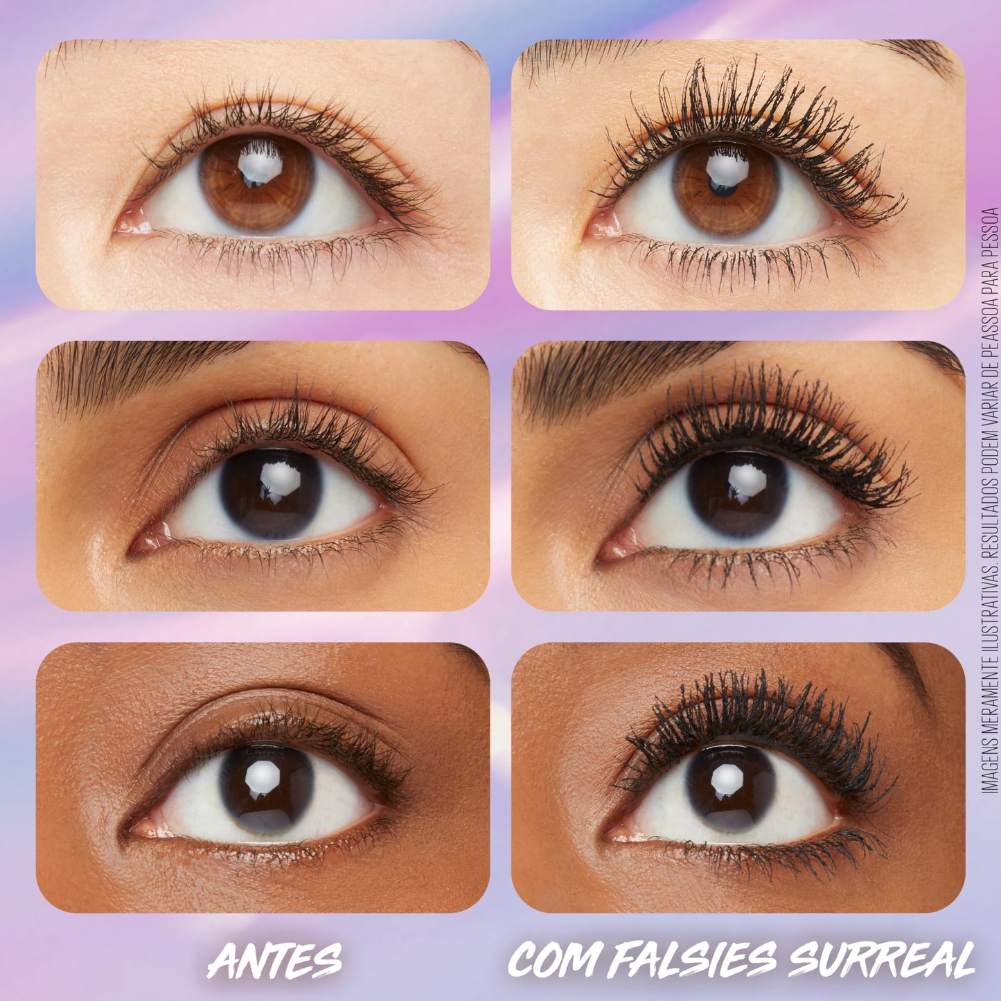 Maybelline NY The Falsies Surreal Máscara de Cílios, Efeito 3D, À Prova D'Água com Mix de Fibras Ultra-Longas, Aplicador 6 Mil Cerdas, Até 24h de Duração, Volumizadora e Alongadora, Cor Preta, 10ml