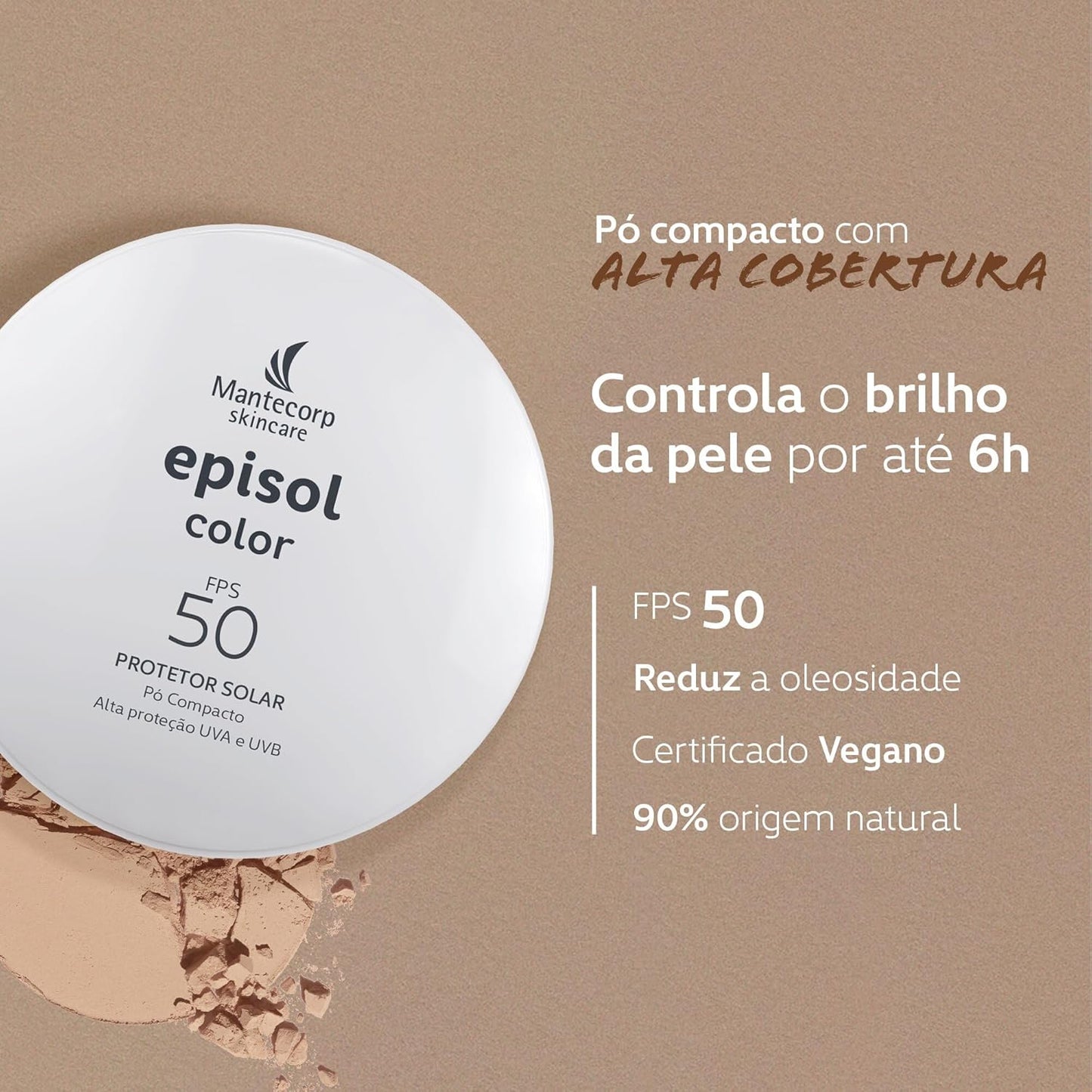 Episol Color Pó Compacto FPS 50 Mantecorp – Protetor Solar Facial com Cor 10g