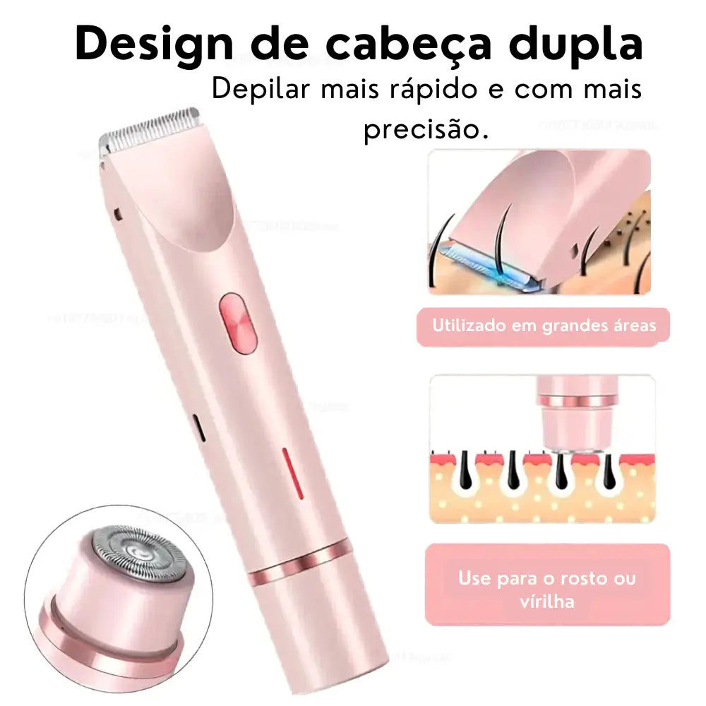 Depilador Feminino Elétrico 2 em 1 USB à Prova d’Água